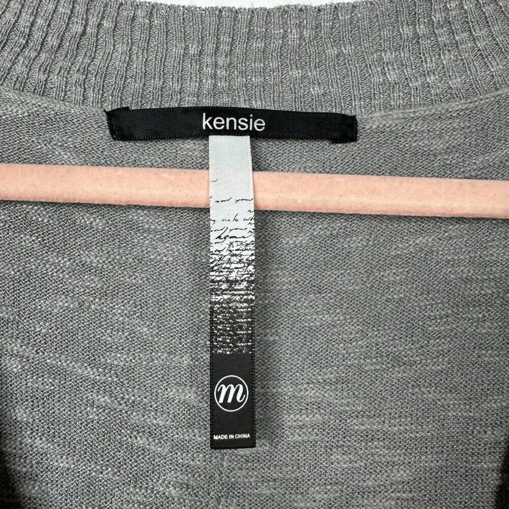 2/$30 Kensie Big Buttons V-Neck Cardigan Pockets Gray Medium #A0463 TRB3